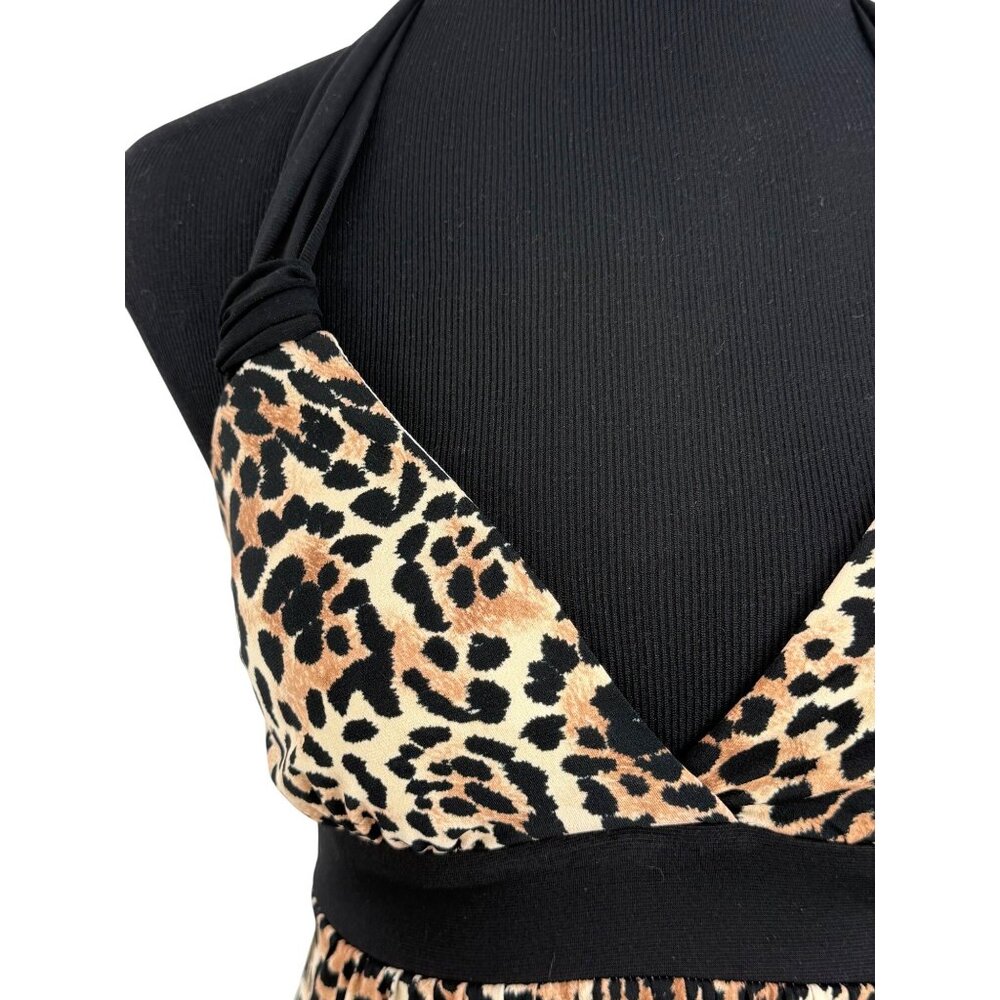 Vintage NWT Candies Leopard Halter Mini Dress S| Y2K Bimbocore McBling Fairycore - Picture 4 of 16